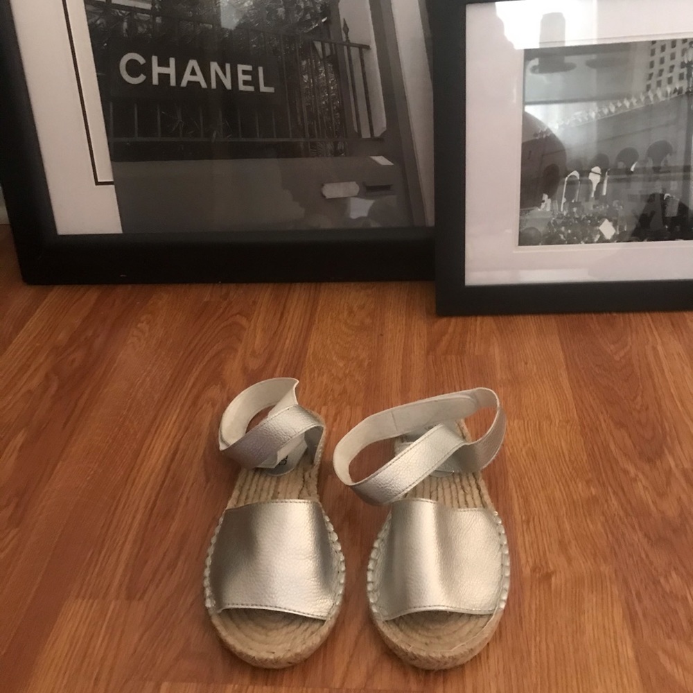NEVER WORN Ankle Wrap Flat Mule Espadrilles